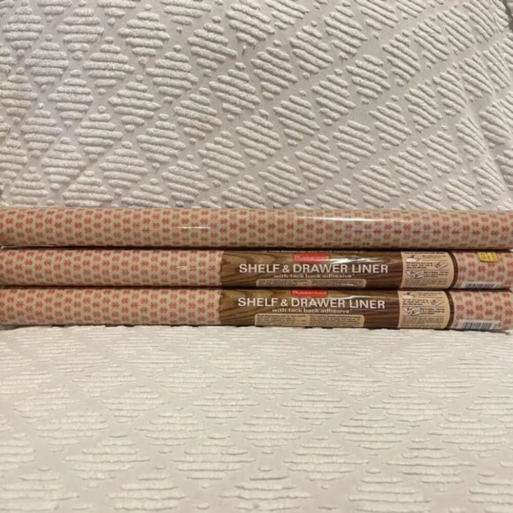 3 Rolls Vintage Rubbermaid 1620 Shelf Liner Pink Yellow MCM Flowers 5' x 22